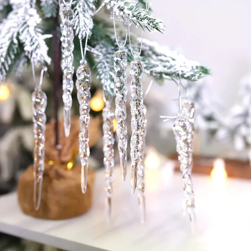 Lot de 36 Ornements Stalactites de sapin transparents