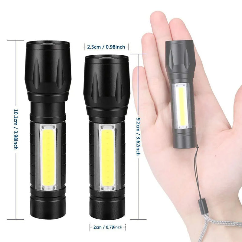 Lampe de poche 3 Modes de lumière rechargeable avec boîte de rangement