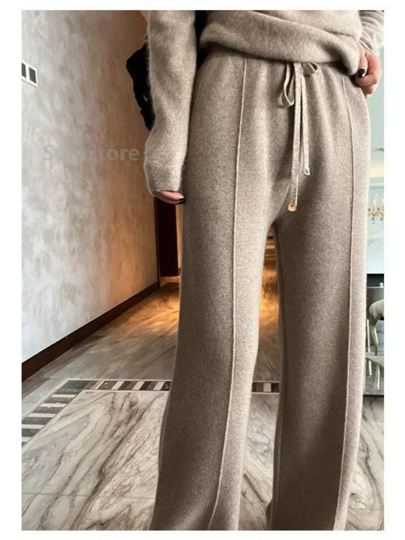Pantalon large en laine pour femme - Collection Hiver 2023