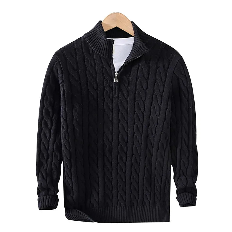 Pull Zippé Décontracté à Maille Large – Style Hiver 2026