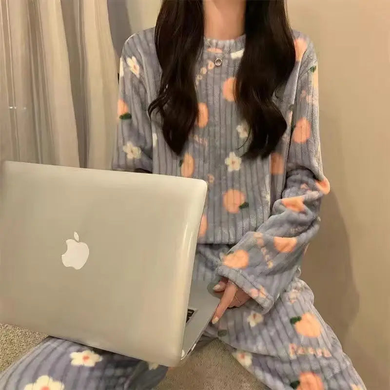 Pyjama en Flanelle Super Chaud à Motifs