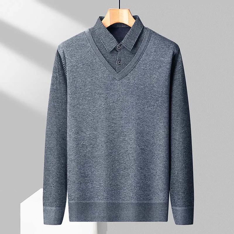 Polo Sans Manche & Chemise à Rayure 2 en 1 Doublure Polaire