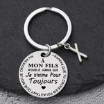 Porte-clé à offrir "Mon fils" ou "Ma fille" avec initiale