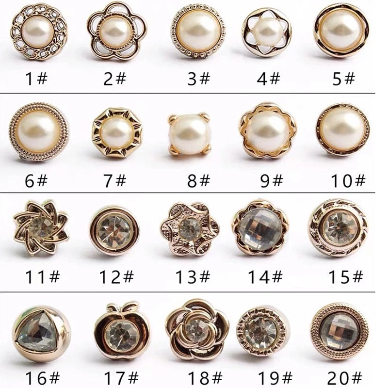 Ensemble de Boutons de Broche en Perles (20 pièces)
