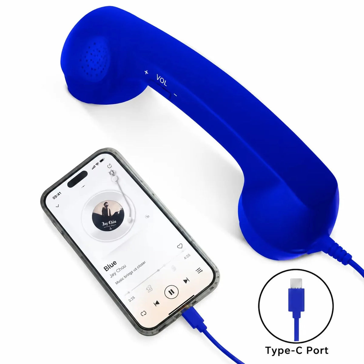 Combiné Téléphonique Rétro Filaire pour Smartphone avec Micro – Jack 3,5 mm & Type-C + Adaptateur USB-C Offert