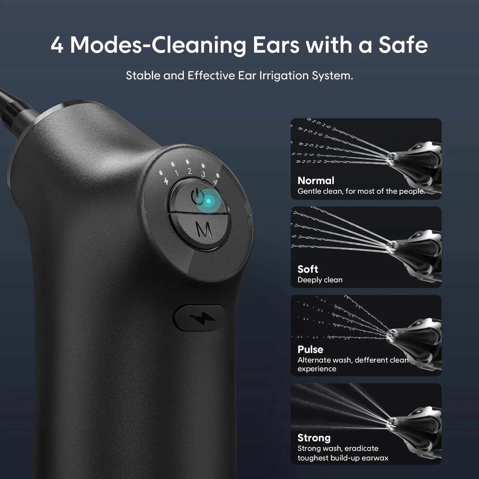 Kit de nettoyage d'oreille électrique - 4 modes de pression