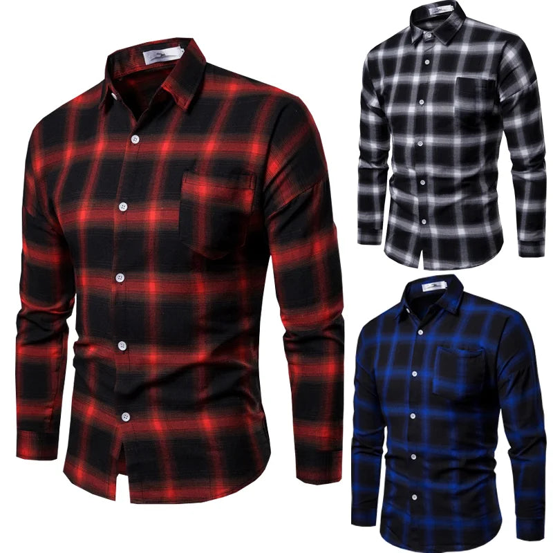 Chemise Homme à Carreaux à Manches Longues - Idéale pour l'Automne