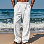 Pantalon en Lin Décontracté à Taille élastique