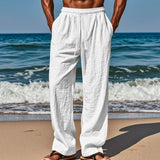 Pantalon en Lin Décontracté à Taille élastique