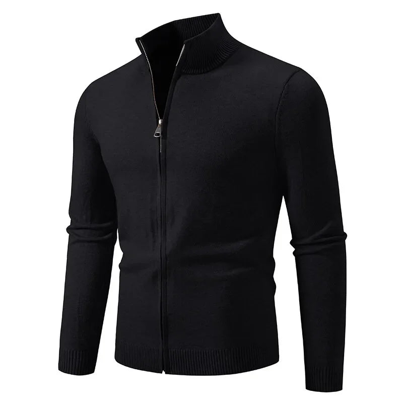 Cardigan en Maille Fine à Col Cheminé - Homme