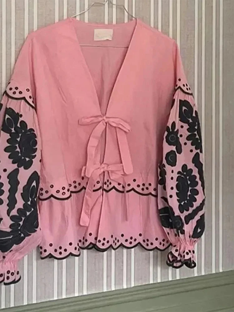 Chemisier vintage brodé Décontracté - Collection 2024