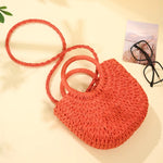 Mini Panier en Osier à Bandoulière Amovible & Fermeture Cordon