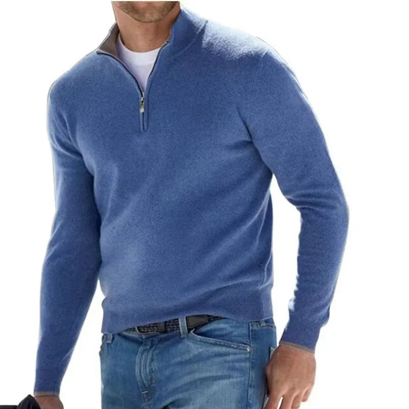 Pull décontracté à col cheminé à zip