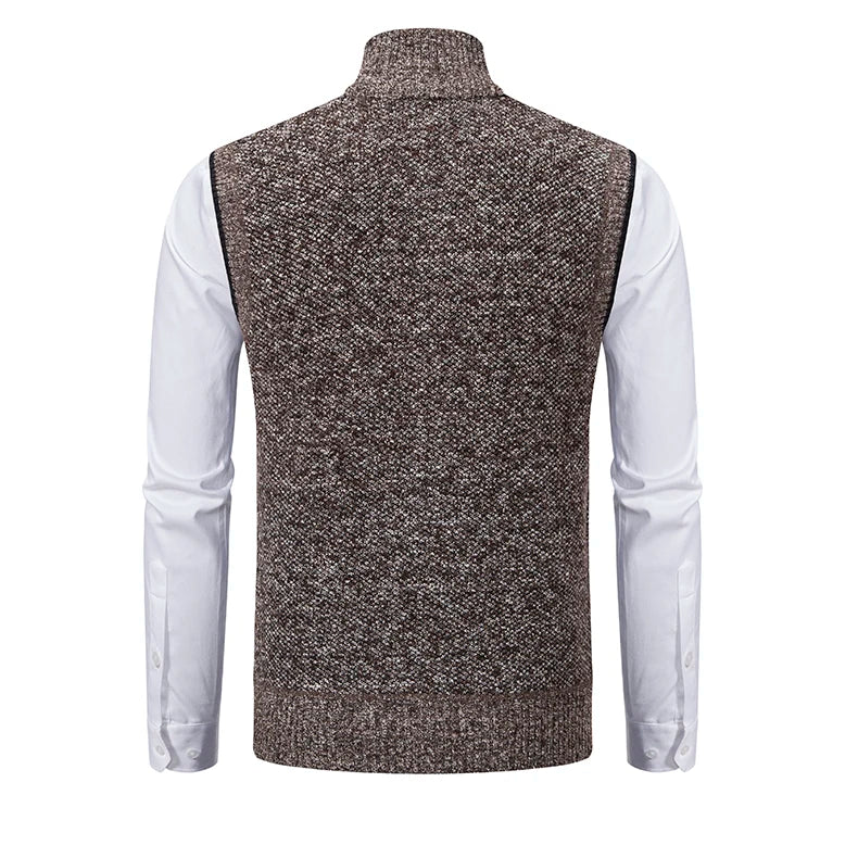 Gilet sans manches à maille col cheminé Homme
