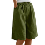 Short Long Femme Coton & Lin Taille Élastique