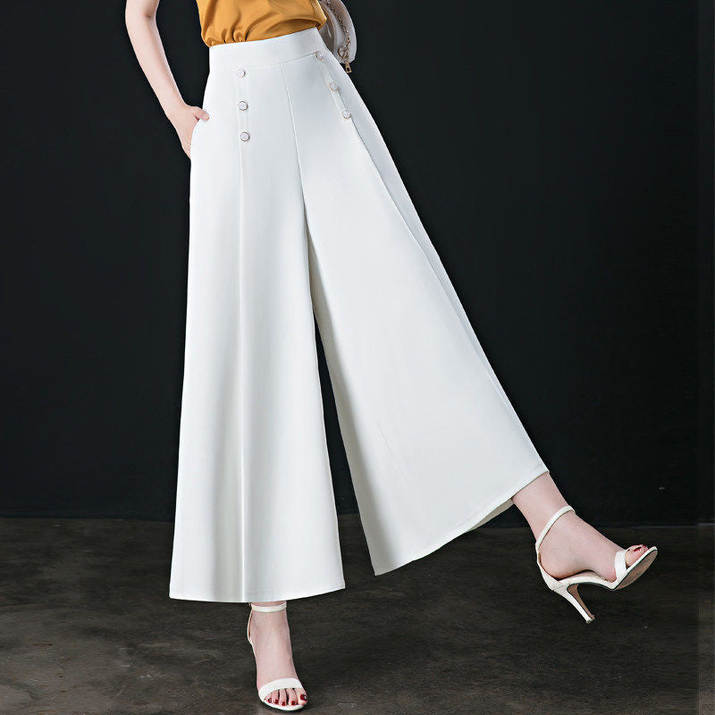 Pantalon Jupe-culotte - Détails boutons à pont