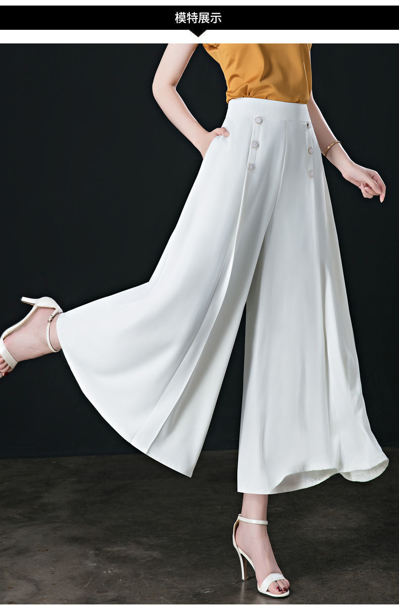 Pantalon Jupe-culotte - Détails boutons à pont