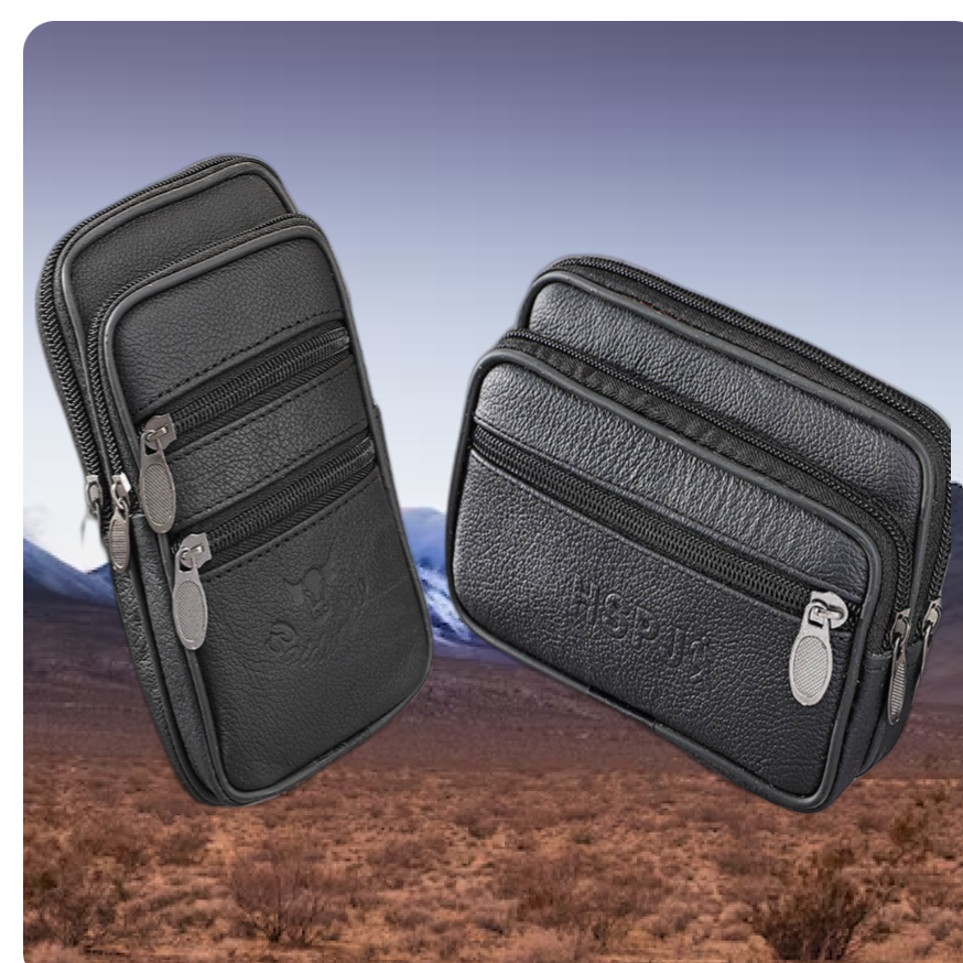 Set de 2 sacoches ceinture multipoche en cuir PU