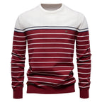 Pull fine Maille Marinière à Col rond - Homme