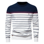 Pull fine Maille Marinière à Col rond - Homme
