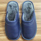 Unisex Soft PU Leather Slippers - Soft Fur Lining