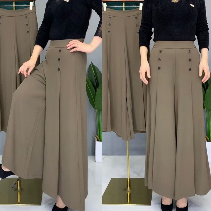 Pantalon Jupe-culotte - Détails boutons à pont