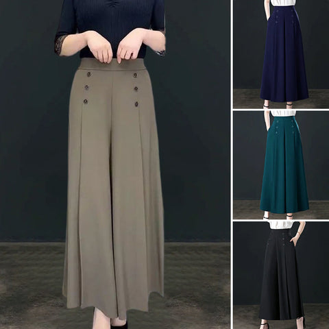 Pantalon Jupe-culotte - Détails boutons à pont