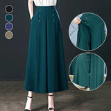 Pantalon Jupe-culotte - Détails boutons à pont
