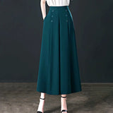 Pantalon Jupe-culotte - Détails boutons à pont