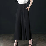 Pantalon Jupe-culotte - Détails boutons à pont