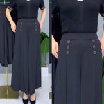 Pantalon Jupe-culotte - Détails boutons à pont
