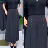 Pantalon Jupe-culotte - Détails boutons à pont
