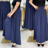 Pantalon Jupe-culotte - Détails boutons à pont