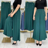 Pantalon Jupe-culotte - Détails boutons à pont