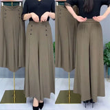 Pantalon Jupe-culotte - Détails boutons à pont