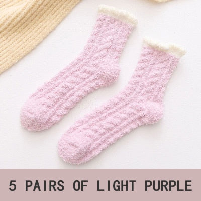 x5 Pastel fluffy socks