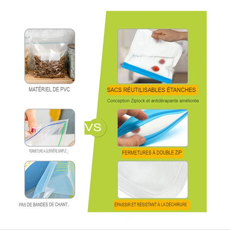 Sac alimentaire de conservation réutilisable