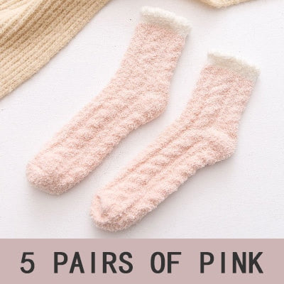 x5 Pastel fluffy socks