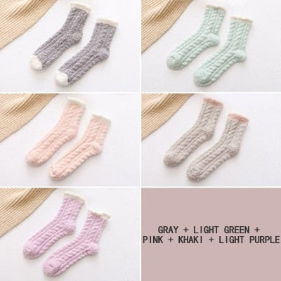 x5 Pastel fluffy socks