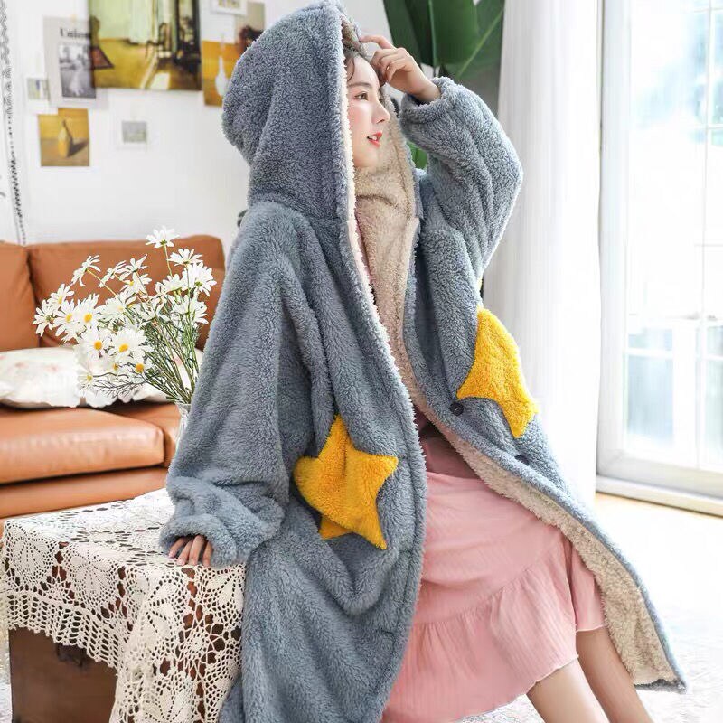 Peignoir cocooning épais à capuche