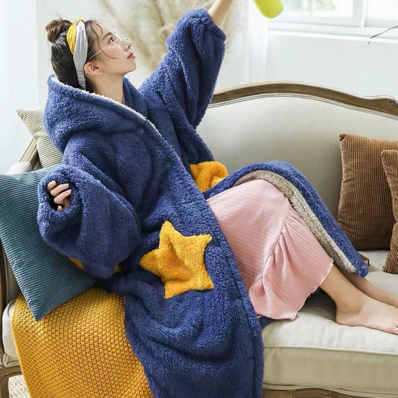 Peignoir cocooning épais à capuche