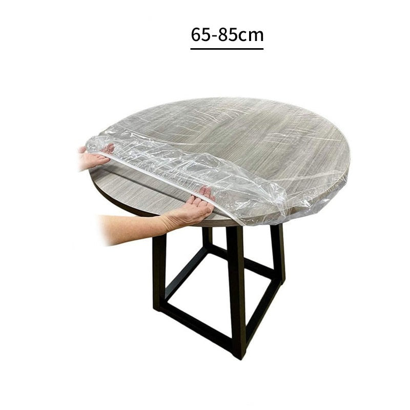 Nappe de table ronde transparente et élastique