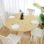 Patterned waterproof elastic round tablecloth