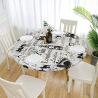 Patterned waterproof elastic round tablecloth