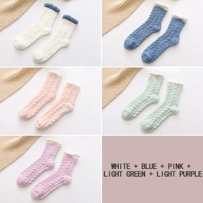 x5 Pastel fluffy socks