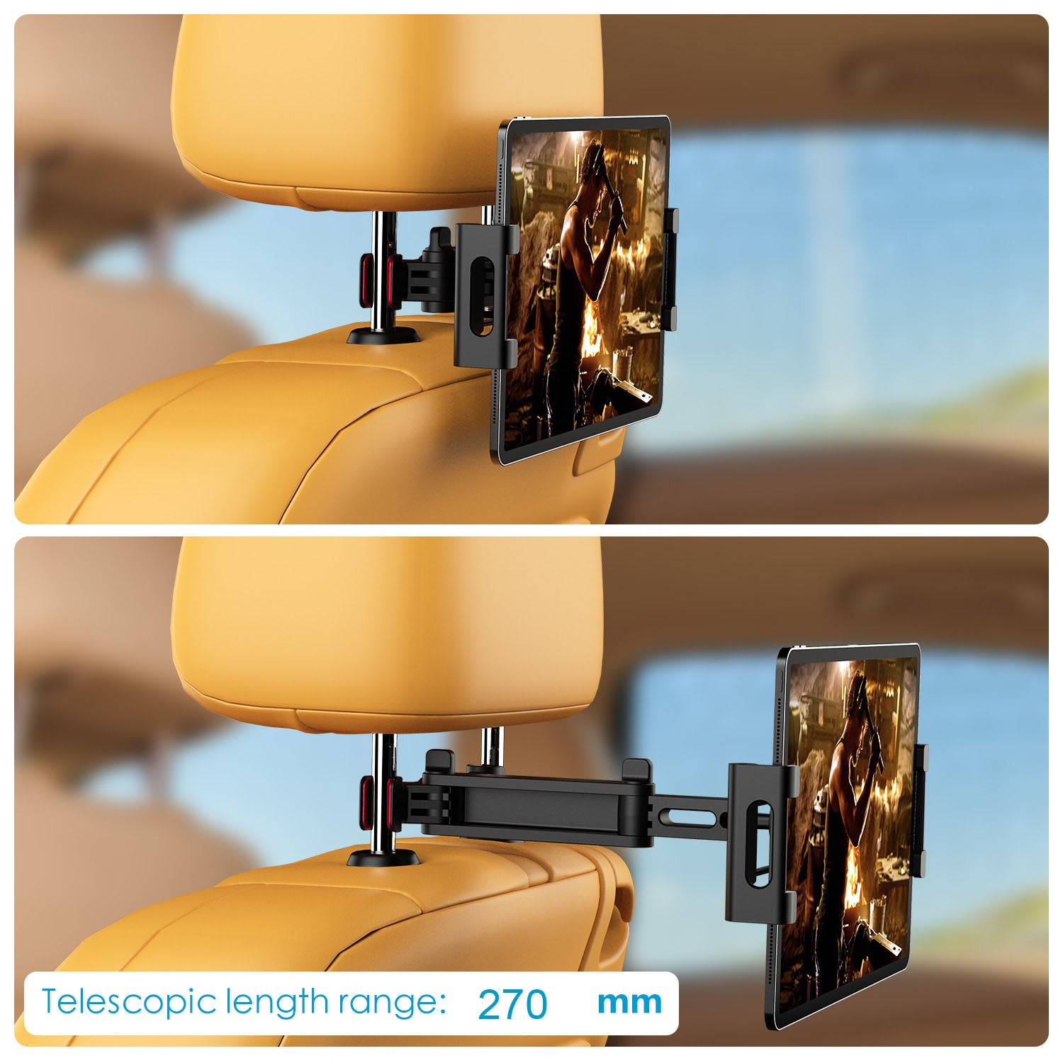 Support de tablette téléscopique pour appuie-tête voiture