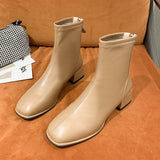 Bottines en Cuir PU à bout carré