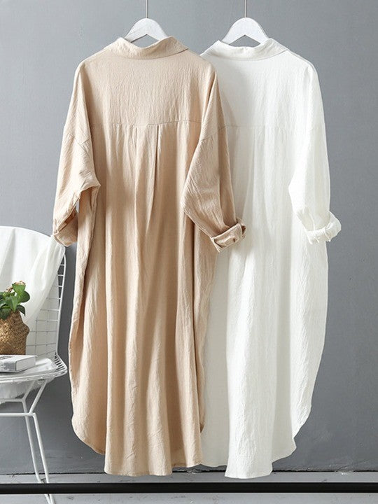 Longue robe chemise en lin
