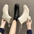 Bottines en Cuir PU à bout carré