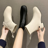 Bottines en Cuir PU à bout carré